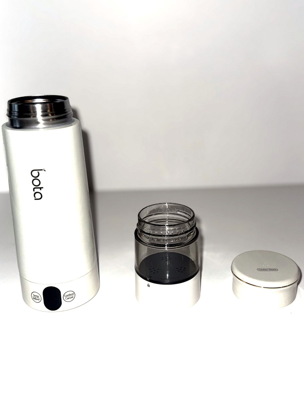 Bottle, removable steeping chamber and lid separated